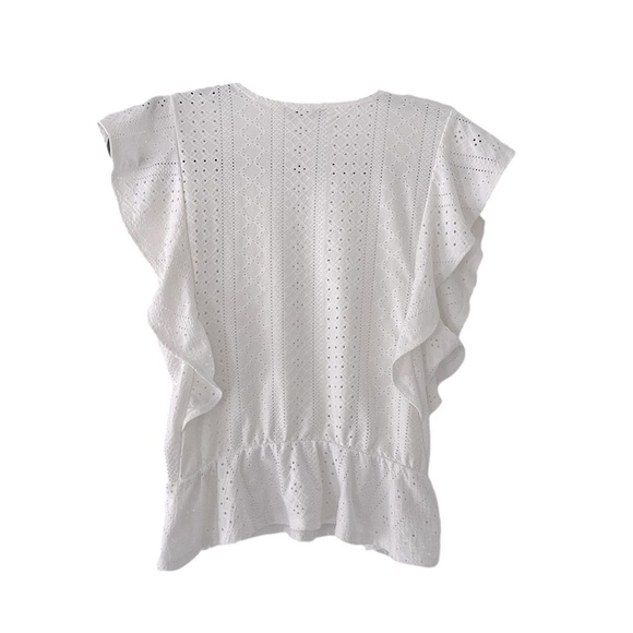 BCBGeneration White Surplice Ruffle Sleeve Top, XS - Picture 5 of 12